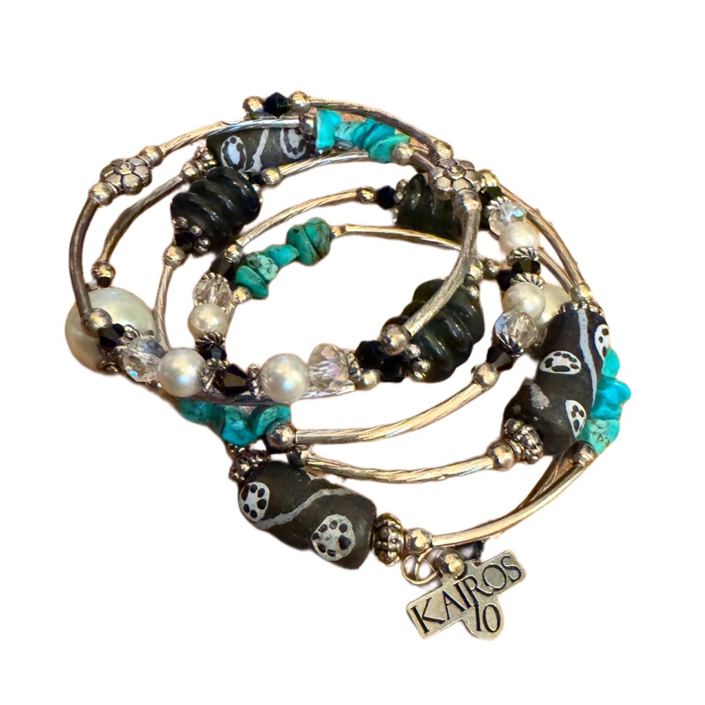 Kairos Wired Turquoise, Black wooden Beaded Bracelets